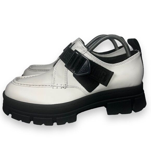 UGG Ashton Platform Loafer 1132994 White / Black Women's 9 - Picture 2 of 11